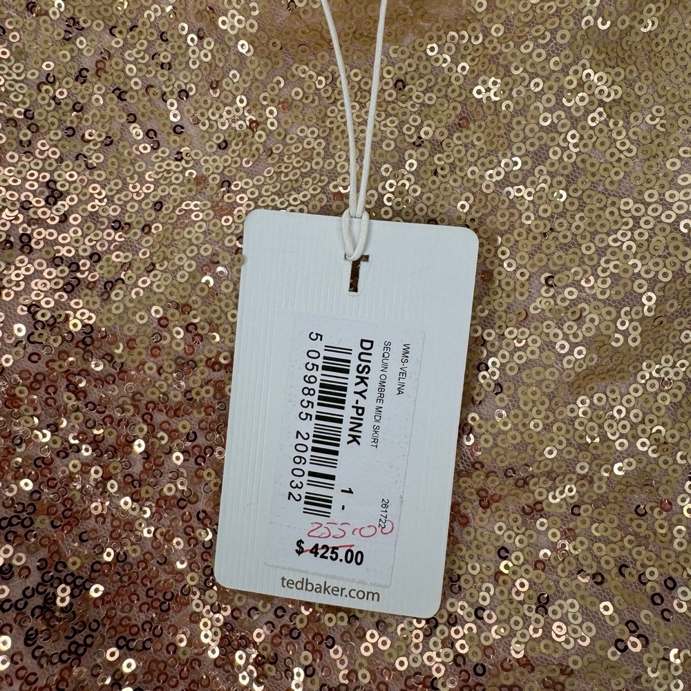 Ted Baker Velina Asymmetric Hem Sequin Embellished Midi Skirt Sz 1 NWT - Picture 8 of 10